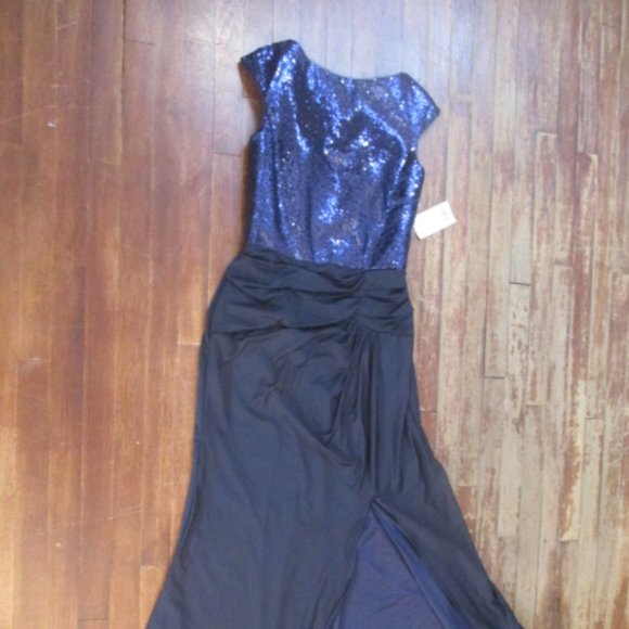 Sexy High slit Sequin Formal Prom Pageant Mother of Bride Dress Party Gown - Picture 2 of 11